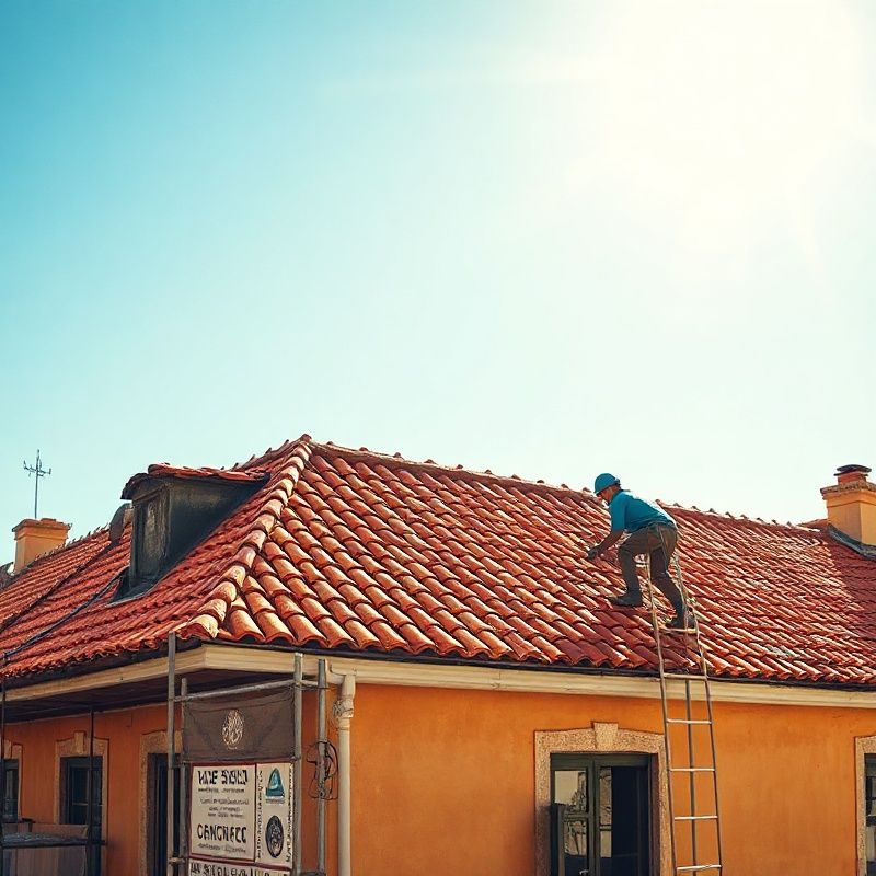 Instalación de tejas cerámicas nuevas en un edificio de Barcelona